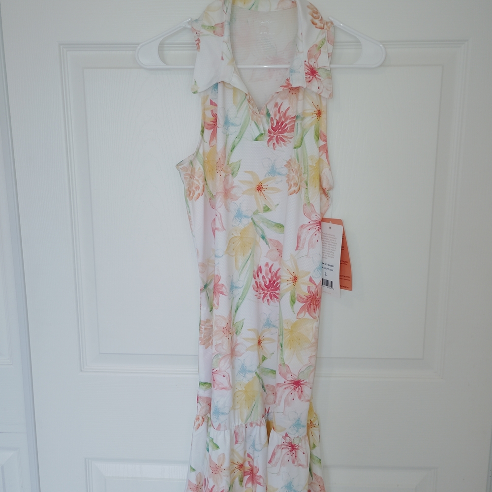 Gottex Golf + Tennis Mini Dress In Lilly Floral Print. - Picture 4 of 8